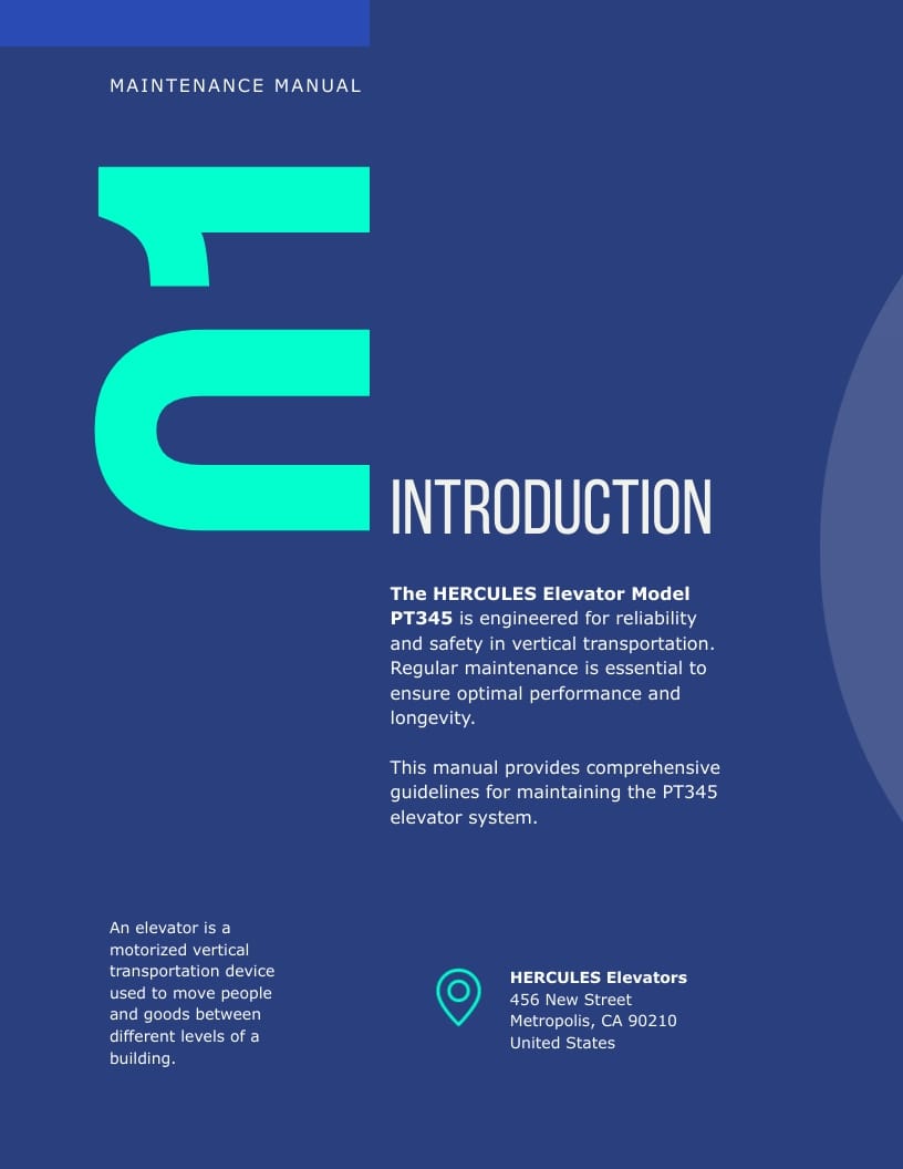 Elevator Instruction Manual Template - Slide 4 Elevator Instruction Manual Template - Slide 4