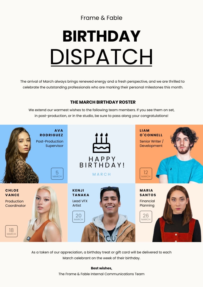 Employee Birthday Newsletter Template