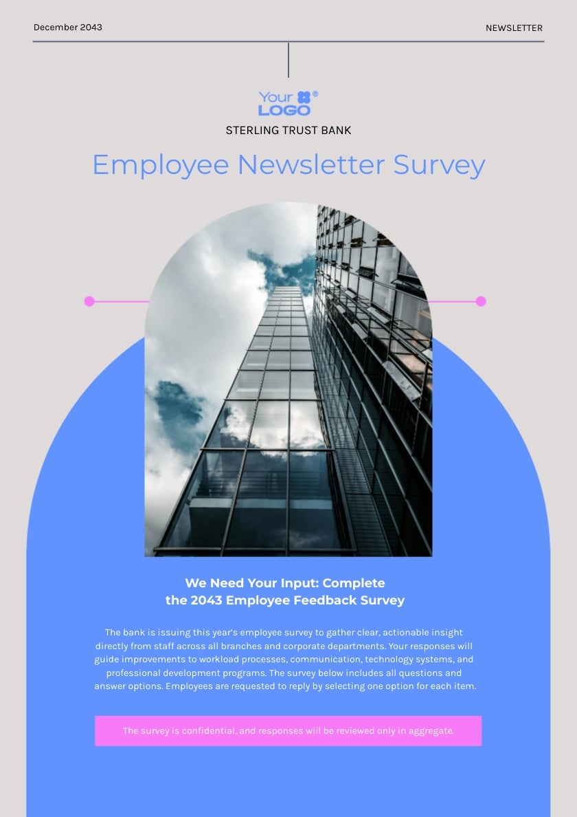 Employee Newsletter Survey Template