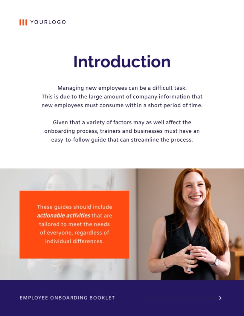 Employee Onboarding Booklet Template - Slide 3 Employee Onboarding Booklet Template - Slide 3