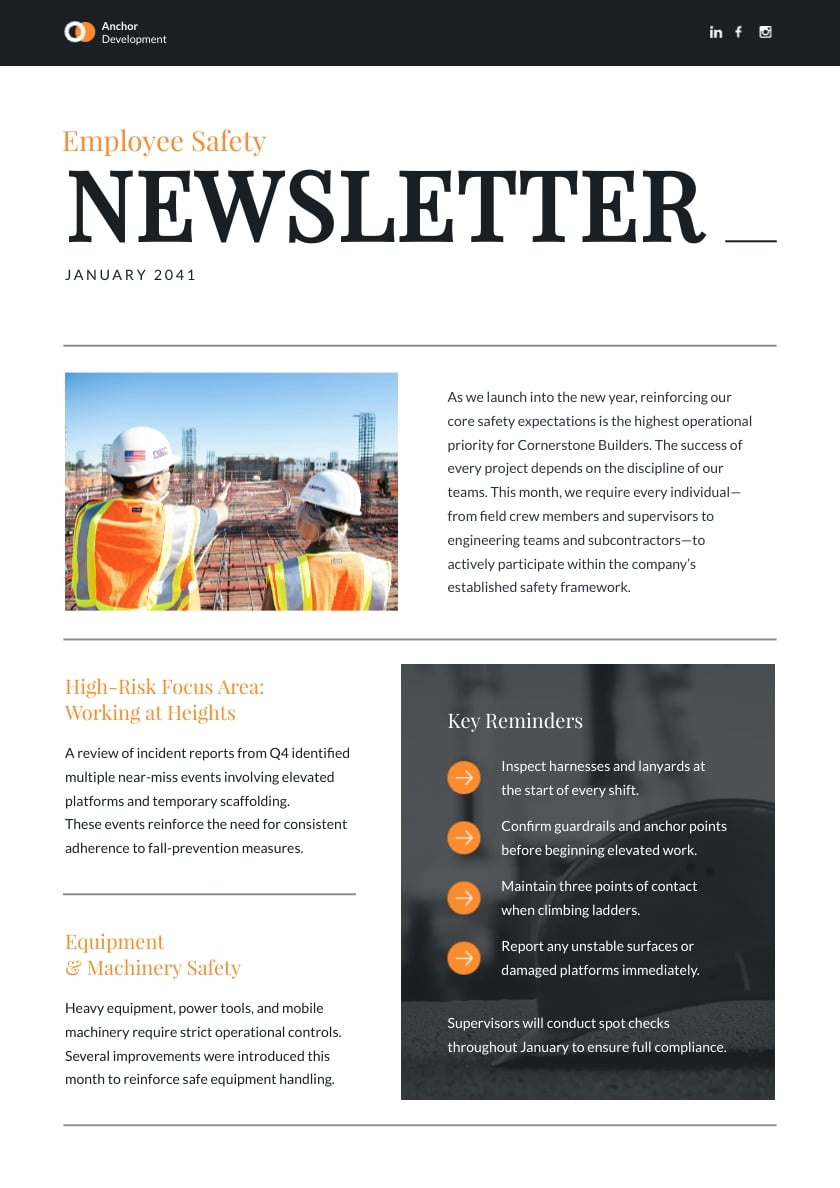 Employee Safety Newsletter Template