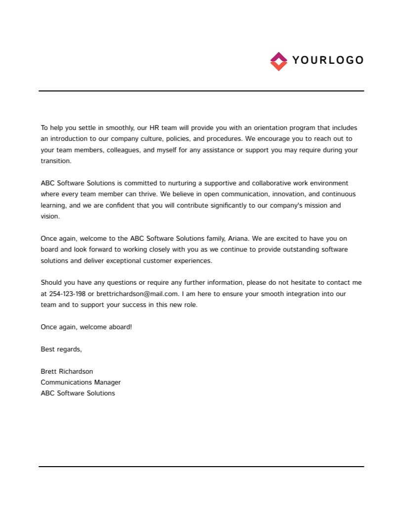 Employee Letter Template Visme