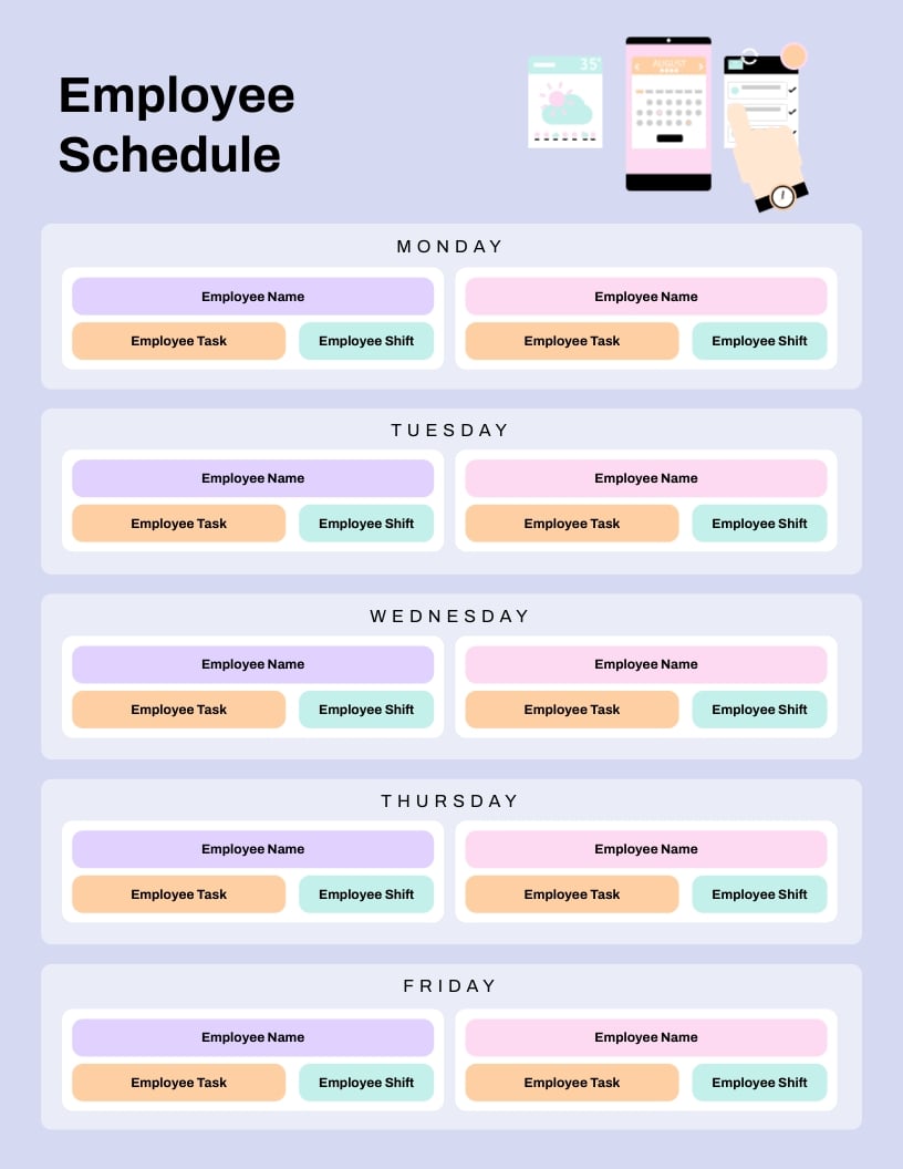 Employee Work Schedule Template