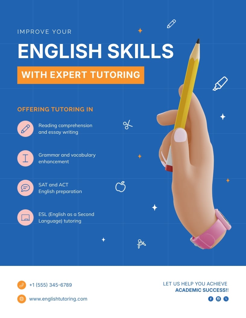 English Tutor Flyer Template