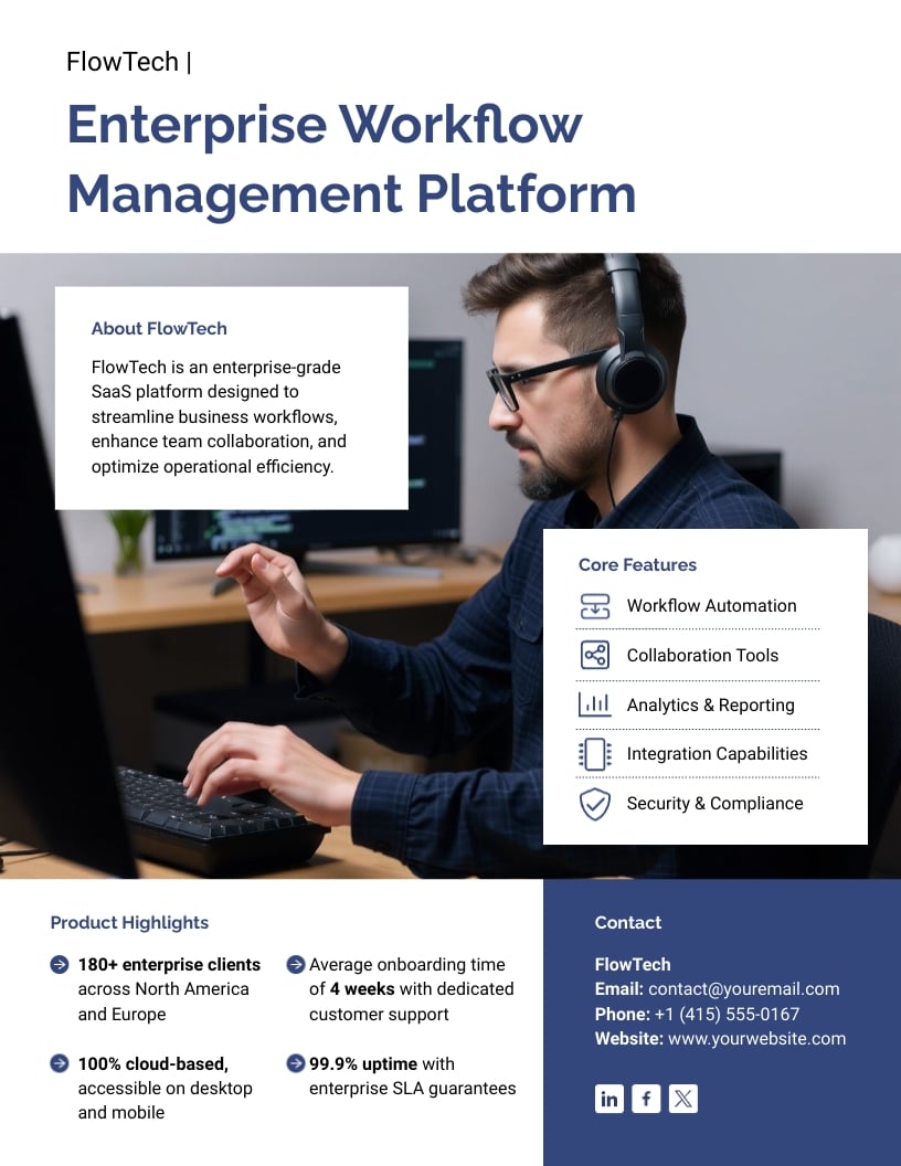 Enterprise SaaS Product One Pager Template