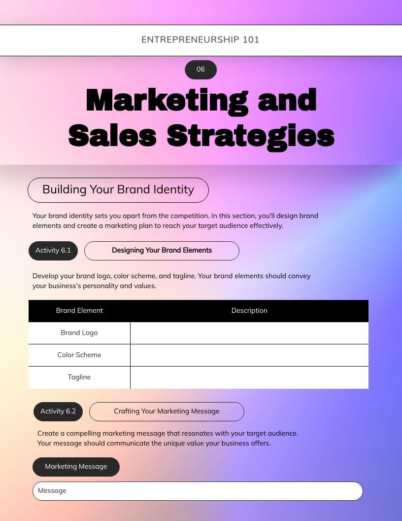 Entrepreneurship Workbook Template - Slide 13 Entrepreneurship Workbook Template - Slide 13