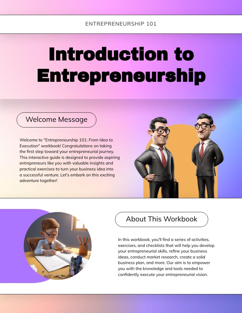 Entrepreneurship Workbook Template - Slide 3 Entrepreneurship Workbook Template - Slide 3