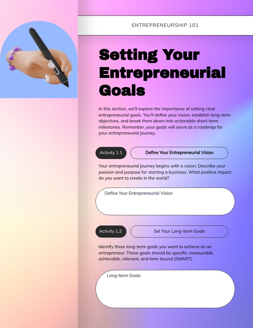 Entrepreneurship Workbook Template - Slide 4 Entrepreneurship Workbook Template - Slide 4