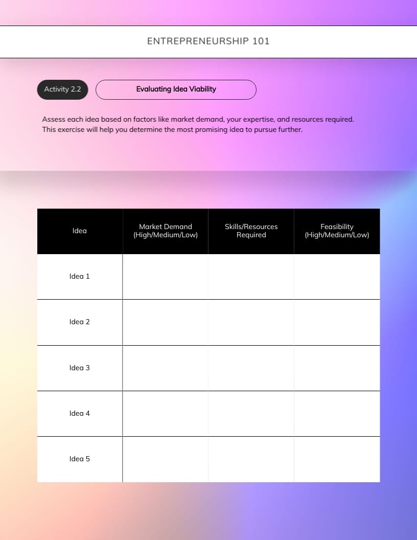 Entrepreneurship Workbook Template - Slide 7 Entrepreneurship Workbook Template - Slide 7