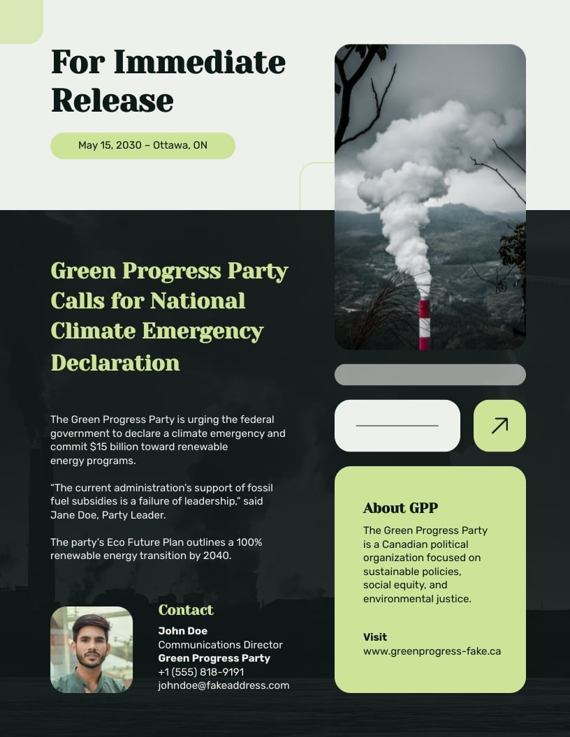 Environment Political Press Release Template Environment Political Press Release Template