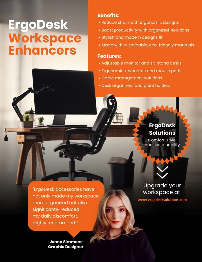 Ergonomic Workspace Accessories Sell Sheet Template