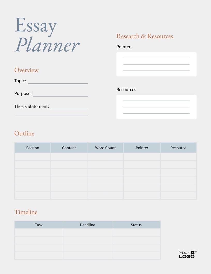Essay Planner Template