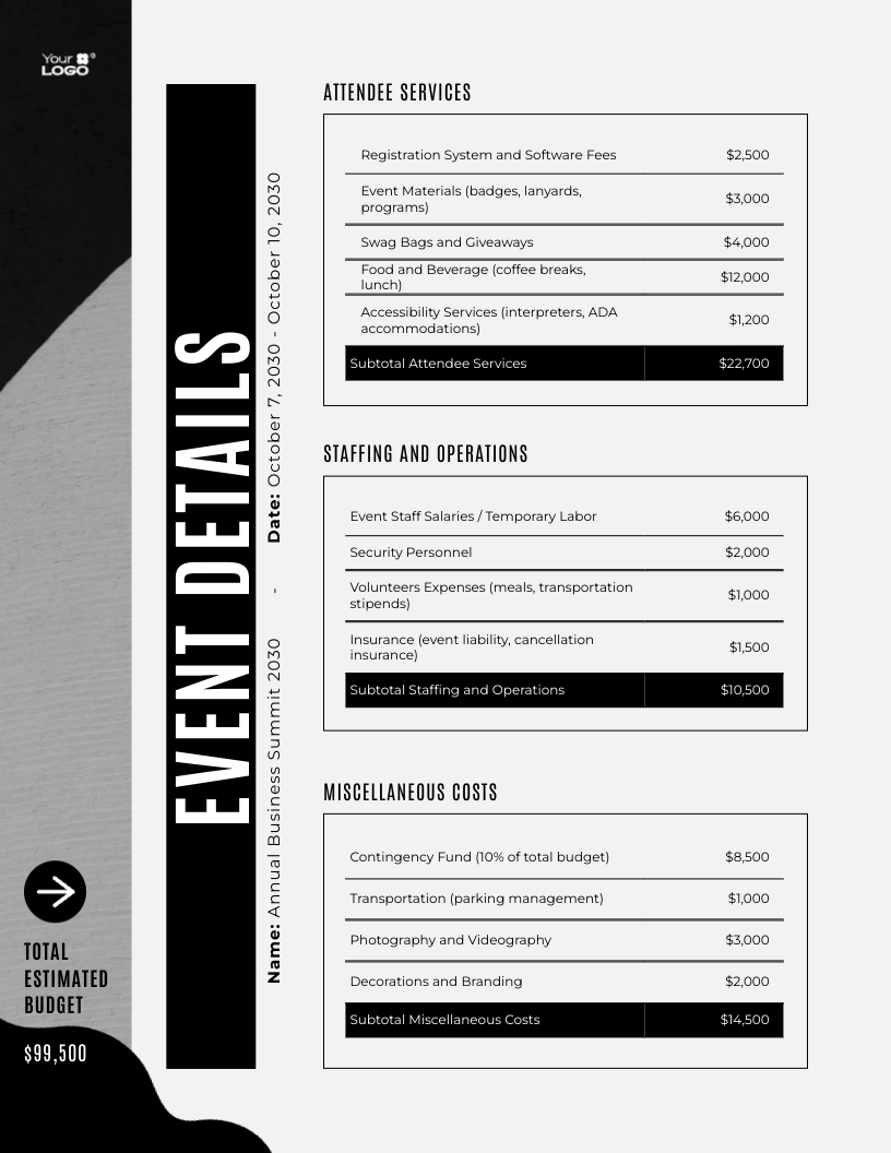 Event Budget Template - Slide 2 Event Budget Template - Slide 2