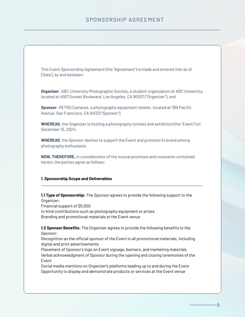Event Sponsorship Contract Template