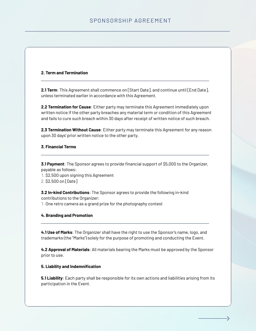 Event Sponsorship Contract Template - Slide 2 Event Sponsorship Contract Template - Slide 2