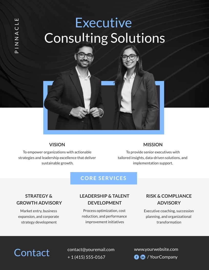 Executive Consulting One Pager Template