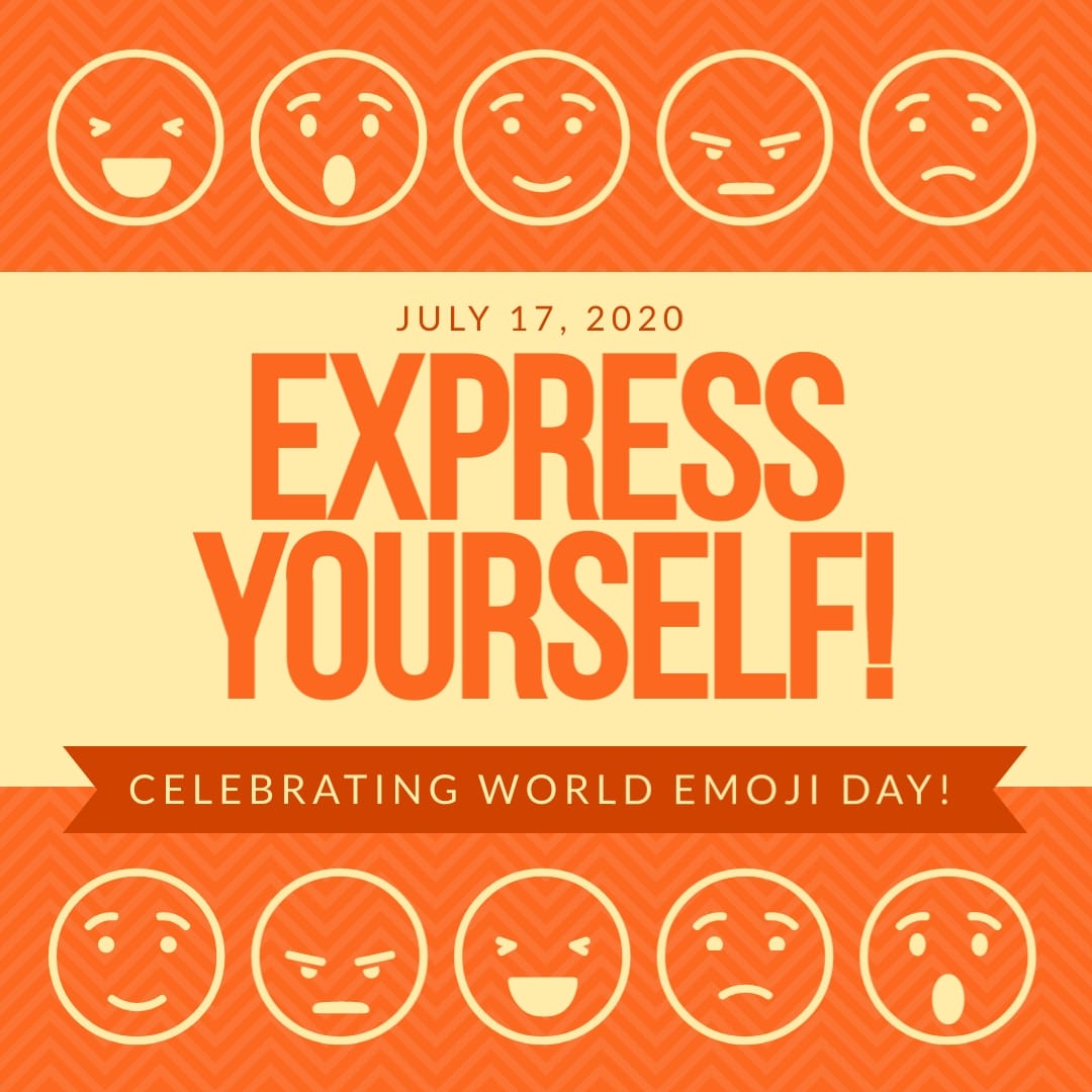 Express Yourself Emoji Day Animated Square Template