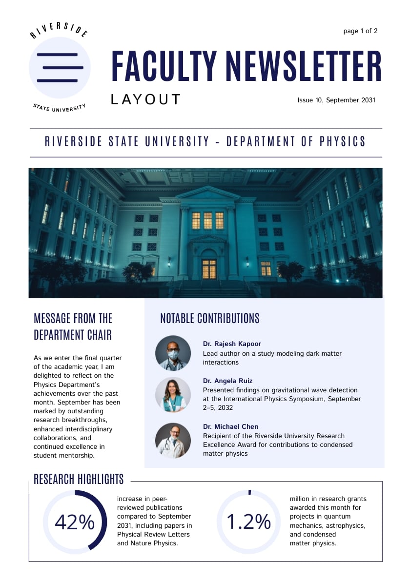 Faculty Newsletter Layout Template Faculty Newsletter Layout Template