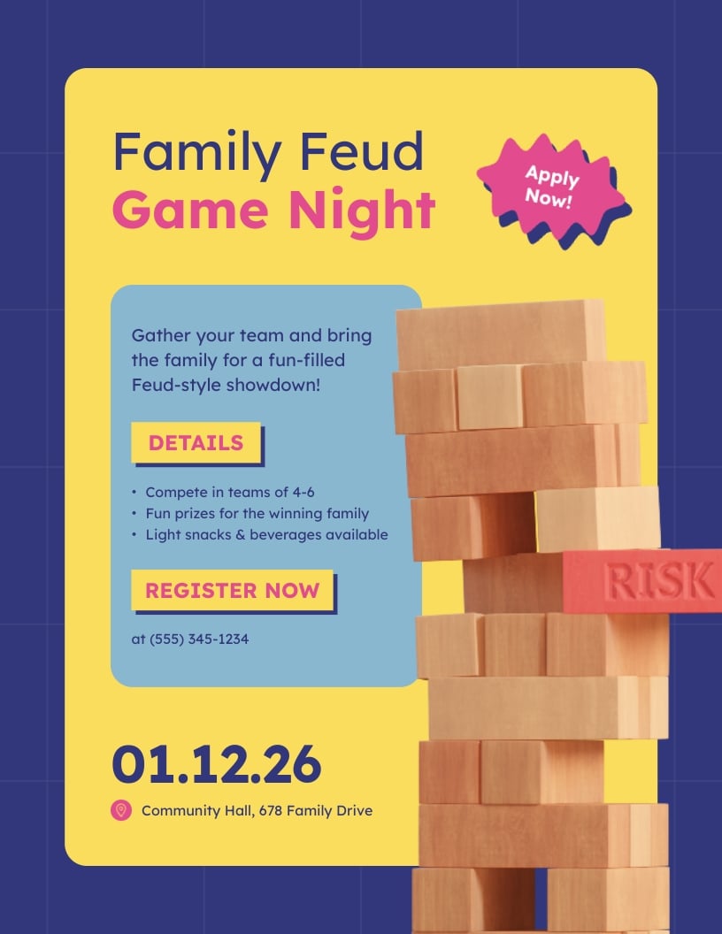 Family Feud Game Night Flyer Template