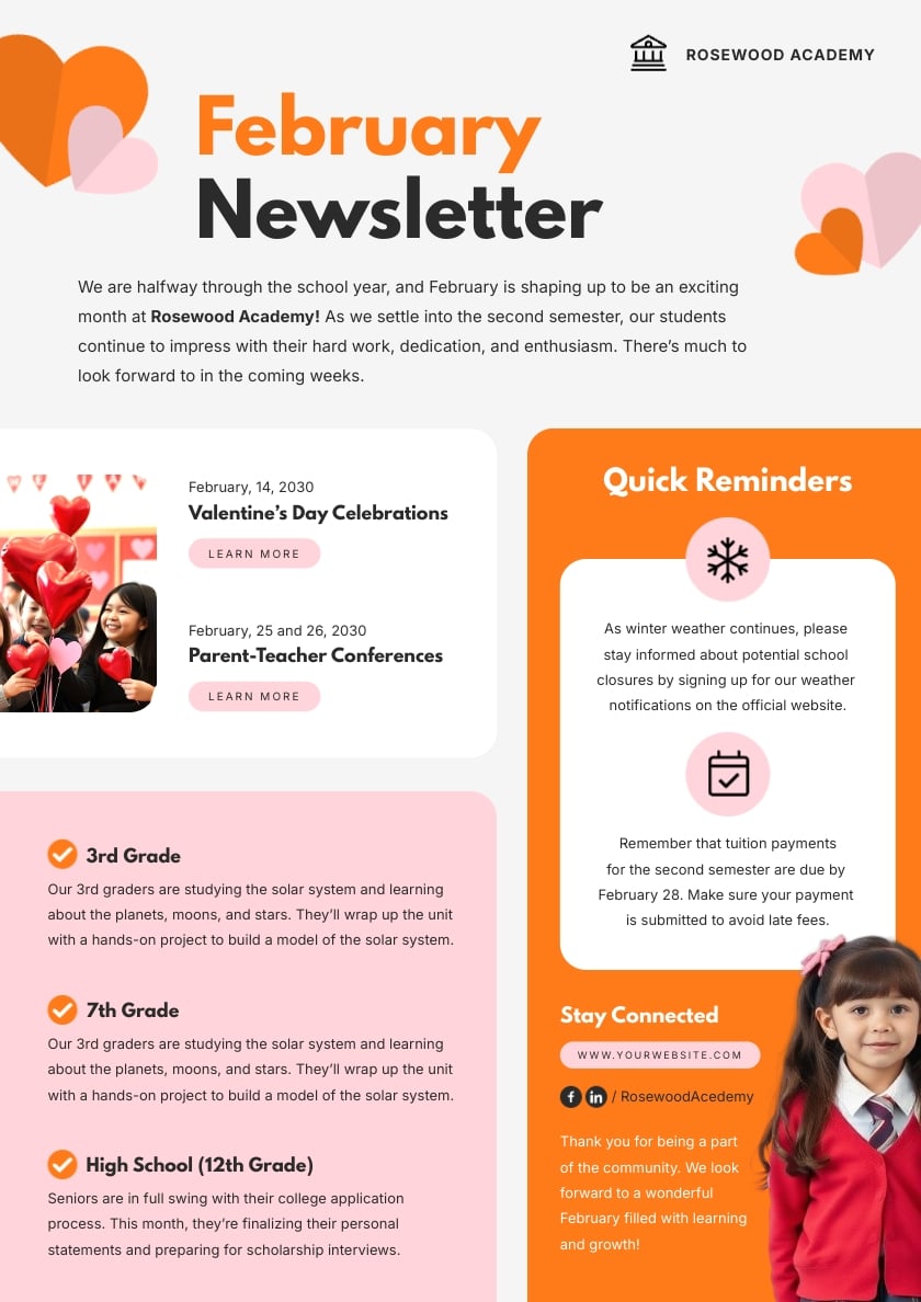 February School Newsletter Template