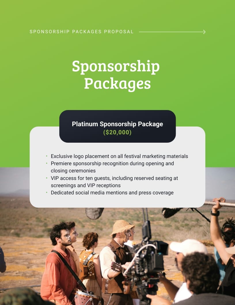 Festival Sponsorship Packages Proposal Template - Slide 6 Festival Sponsorship Packages Proposal Template - Slide 6