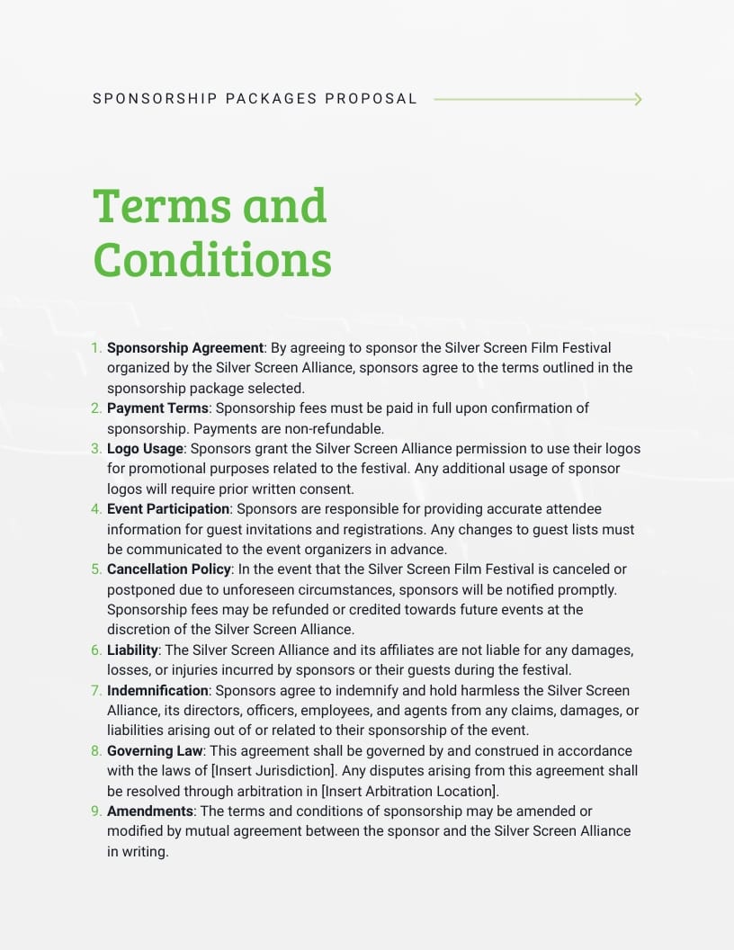 Festival Sponsorship Packages Proposal Template - Slide 9 Festival Sponsorship Packages Proposal Template - Slide 9