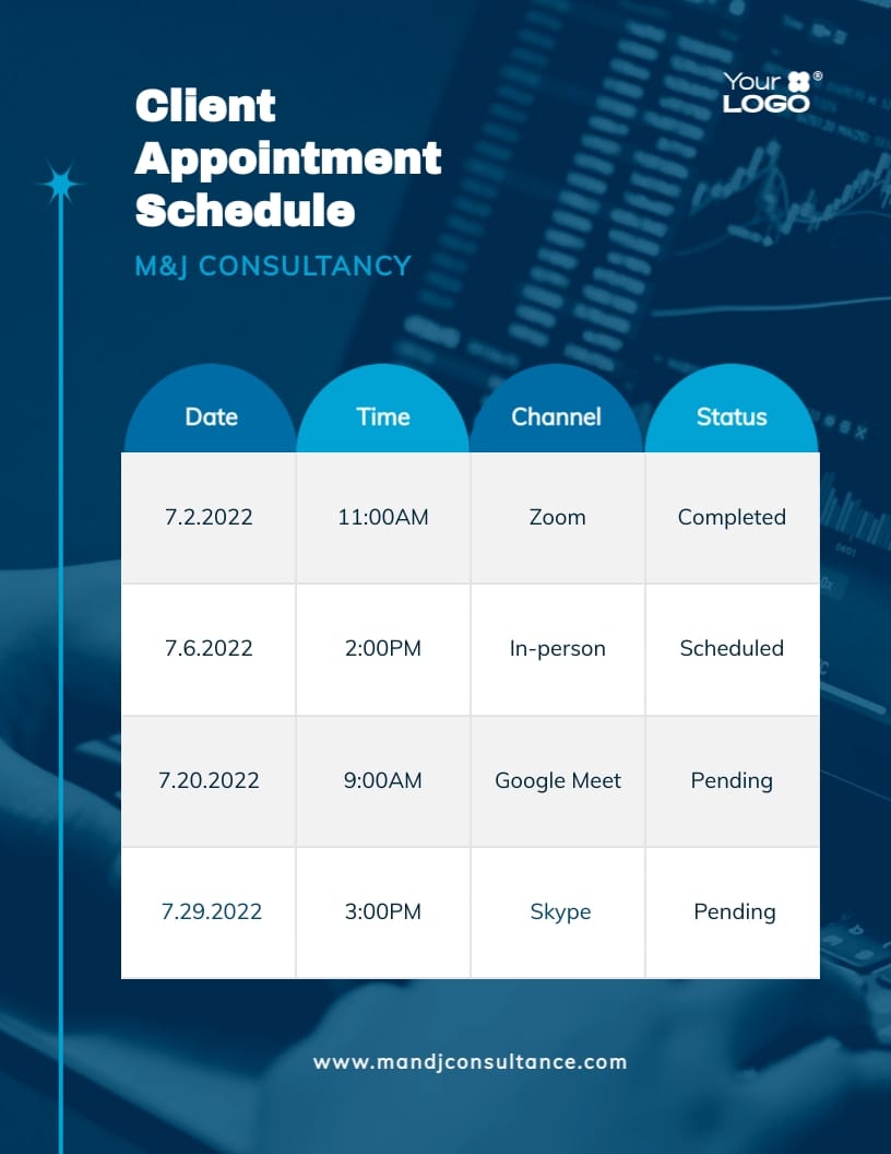 Finance Consultant Appointment Schedule Template