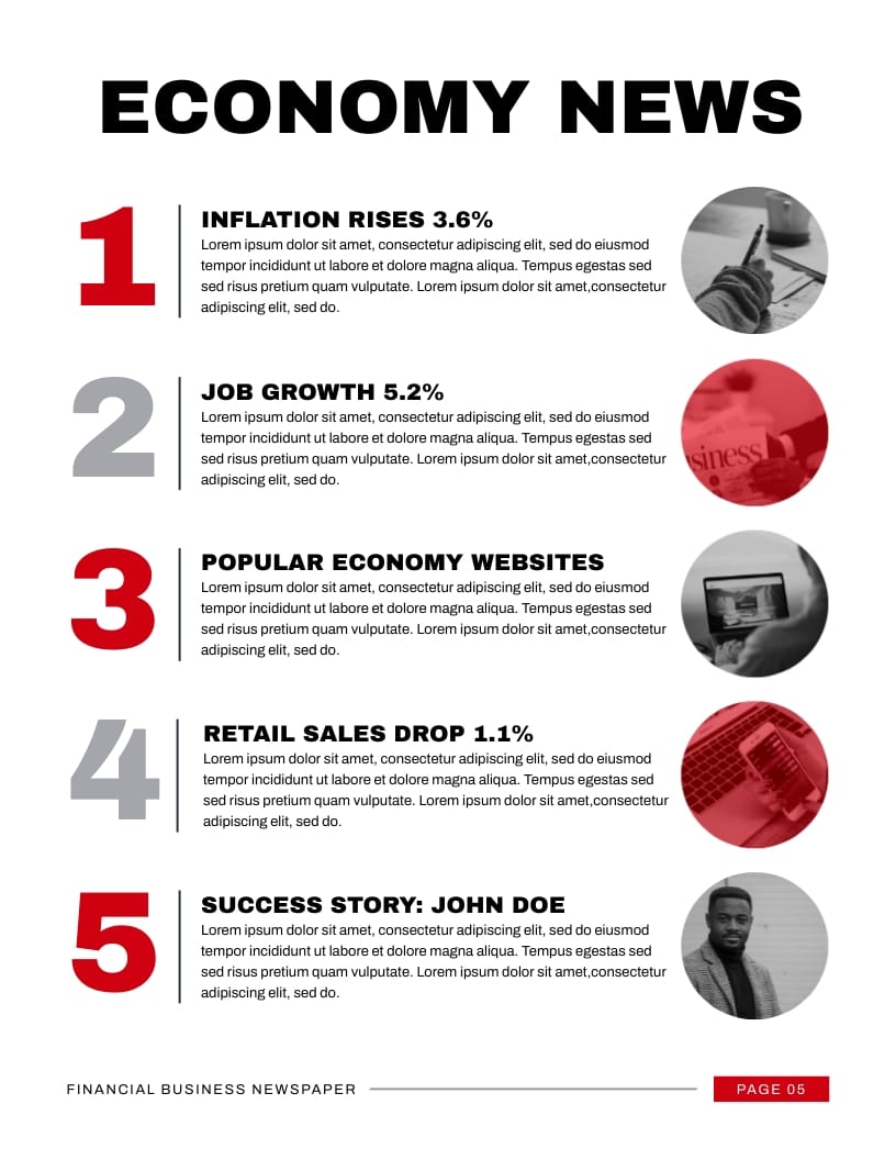 Finance Newspaper Template - Slide 5 Finance Newspaper Template - Slide 5