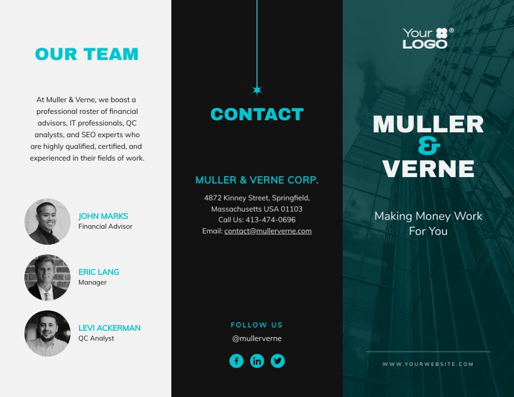 Financial Firm Trifold Brochure Modern Template
