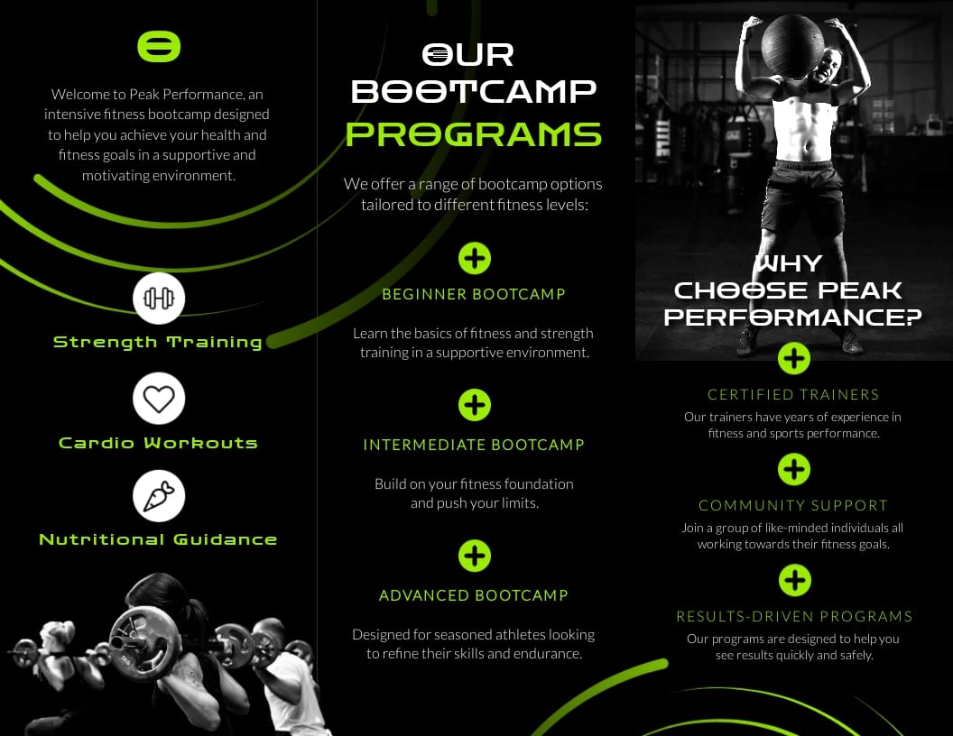 Fitness Bootcamp Brochure Template - Slide 2 Fitness Bootcamp Brochure Template - Slide 2