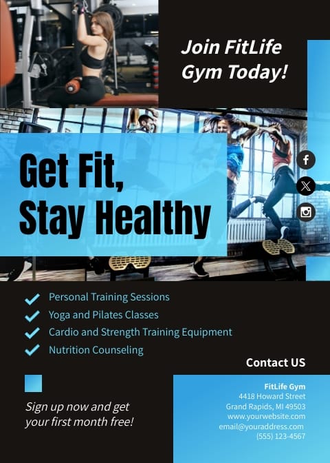 Fitness Studio Business Flyer Template