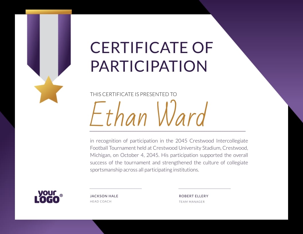 Flag Football Certificate Template