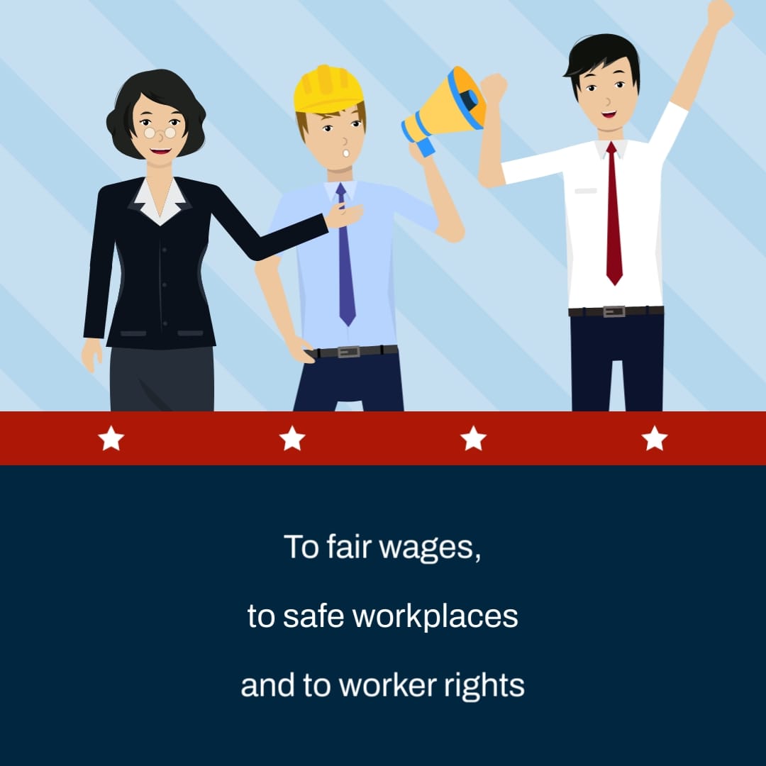 Flat Labor Day Greeting Card Square Template