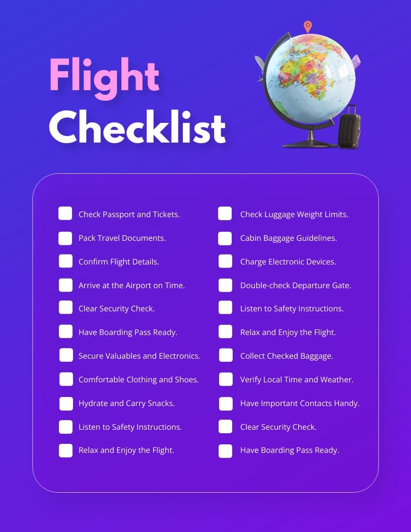 Flight Checklist Template Flight Checklist Template