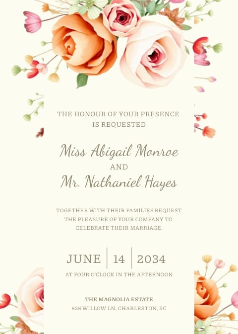Floral Wedding Invitation Template Floral Wedding Invitation Template