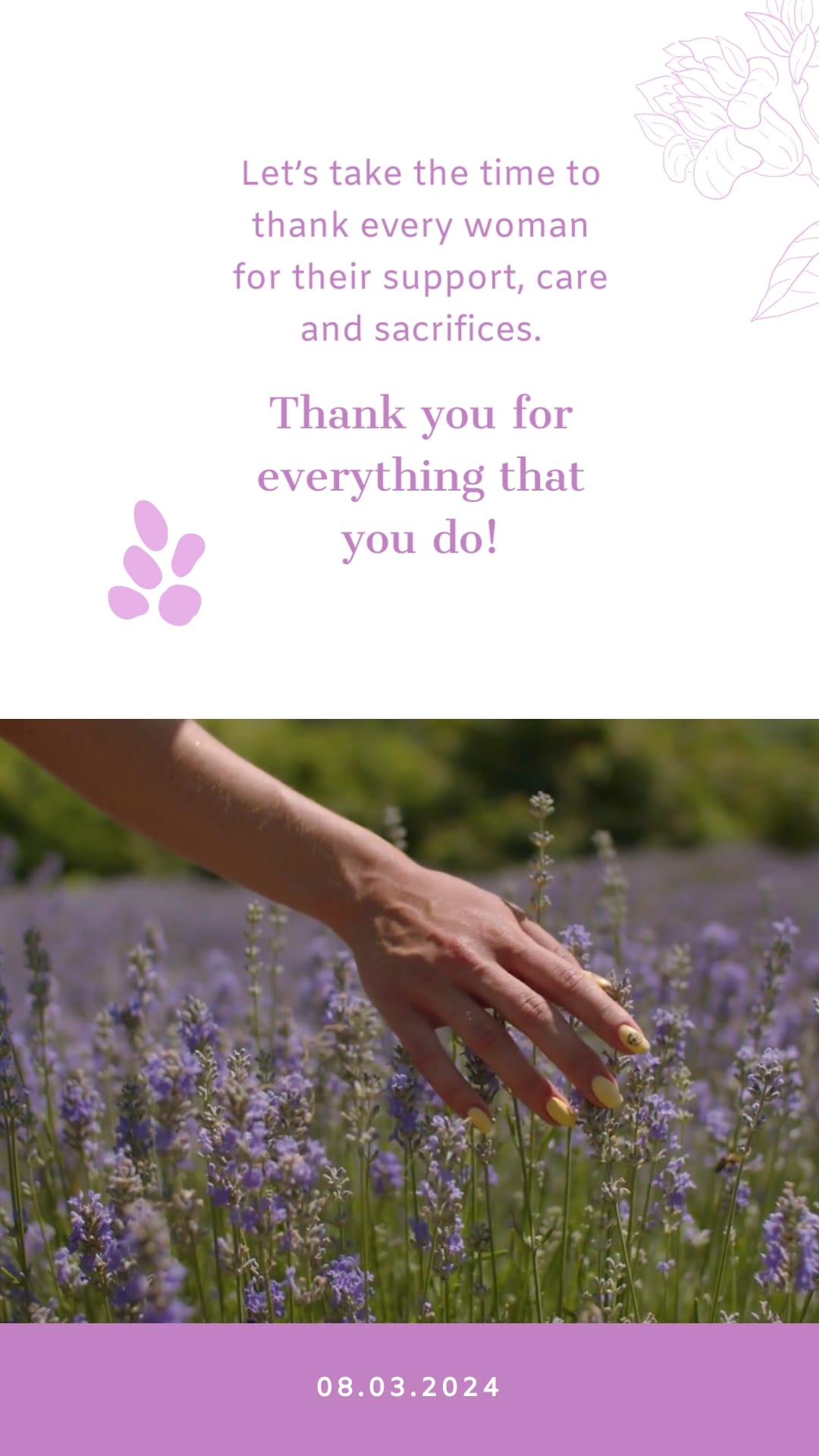 Floral Womens Day Greeting Card Vertical Template