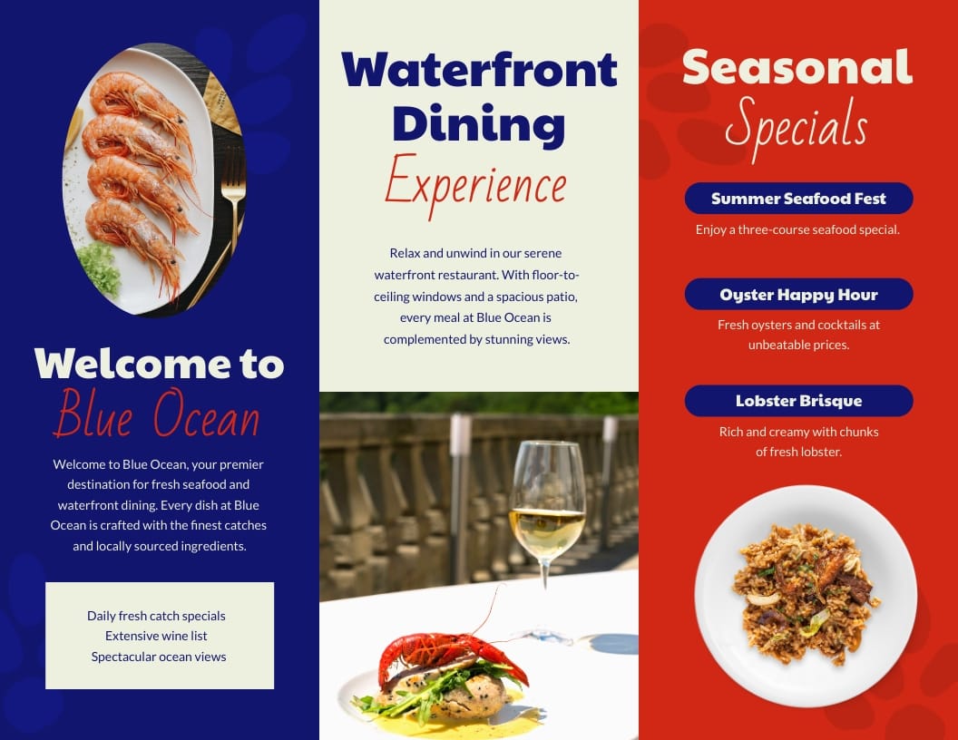 Foldable Menu Brochure Template | Visme