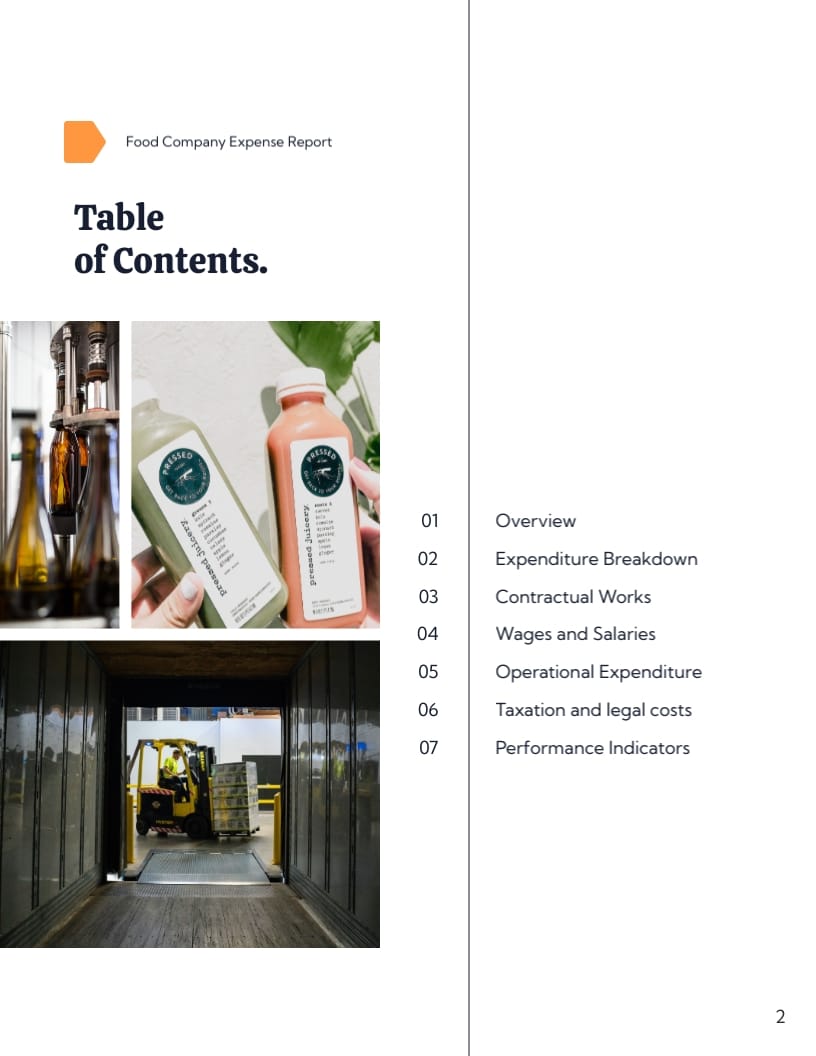 Food Company Expense Report