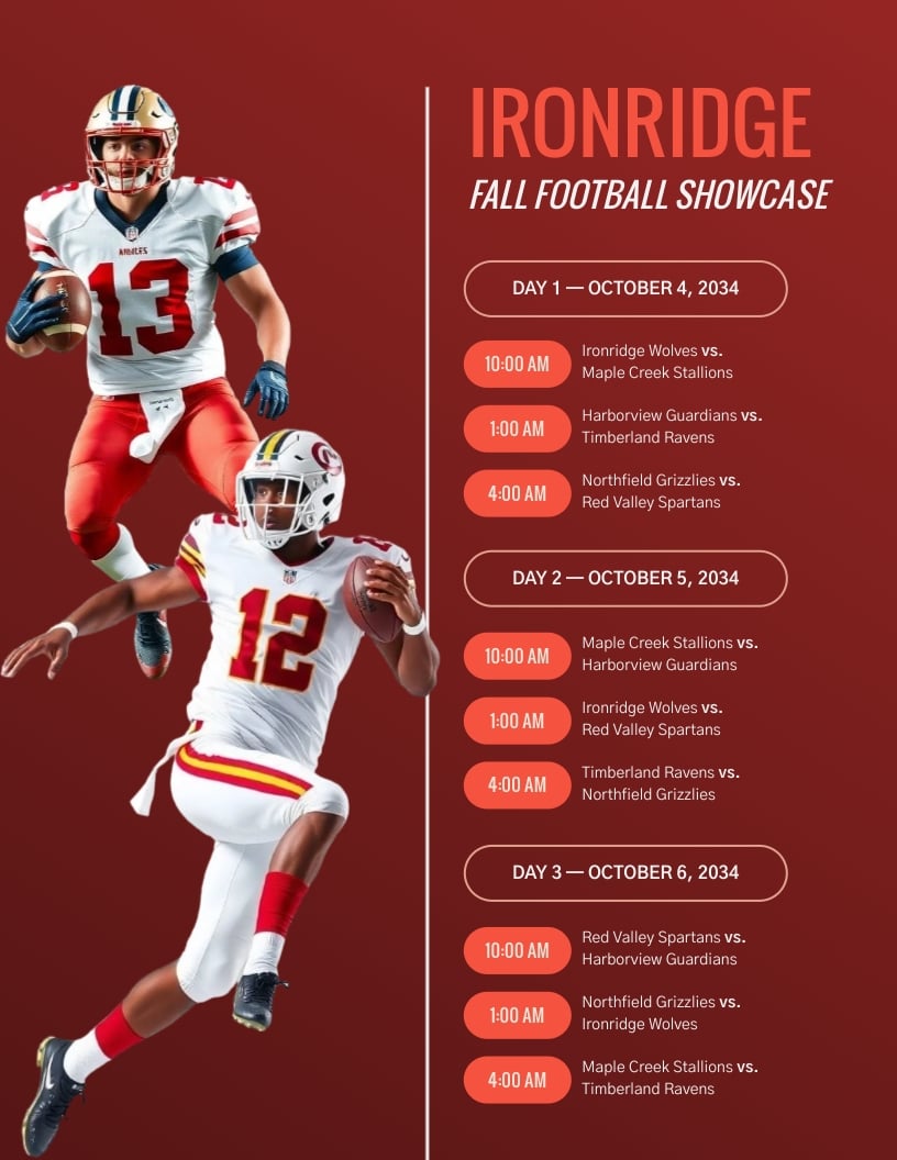Football Game Schedule Template