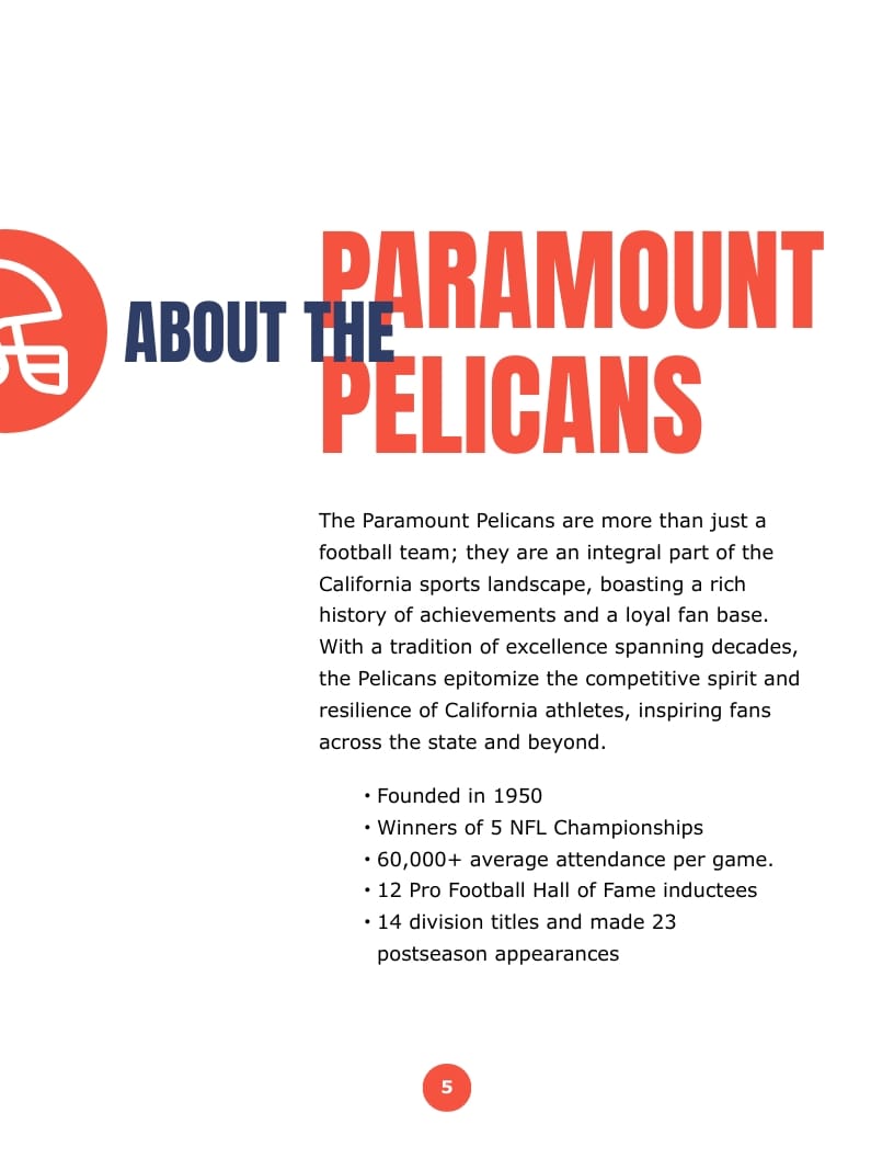 Football Sponsorship Proposal Template - Slide 5 Football Sponsorship Proposal Template - Slide 5