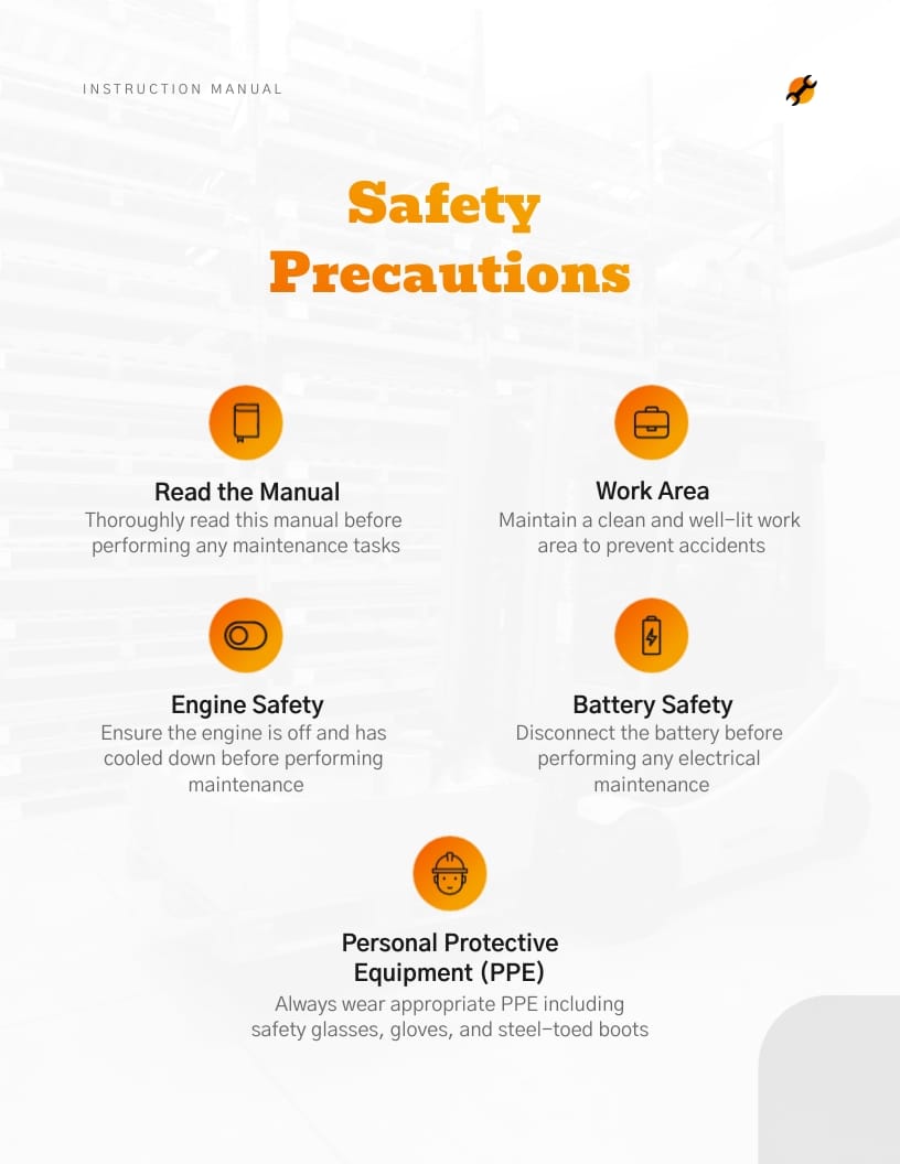 Forklift Maintenance Instruction Manual Template - Slide 4 Forklift Maintenance Instruction Manual Template - Slide 4