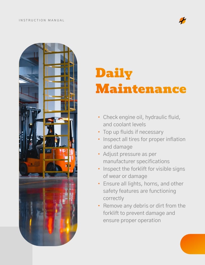 Forklift Maintenance Instruction Manual Template - Slide 5 Forklift Maintenance Instruction Manual Template - Slide 5