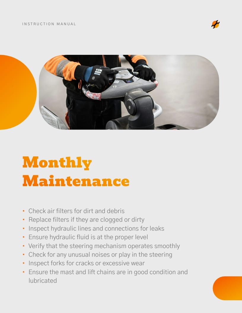 Forklift Maintenance Instruction Manual Template - Slide 7 Forklift Maintenance Instruction Manual Template - Slide 7