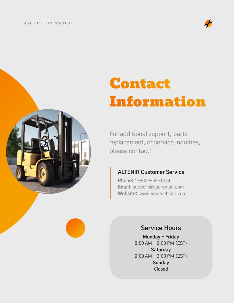 Forklift Maintenance Instruction Manual Template - Slide 9 Forklift Maintenance Instruction Manual Template - Slide 9