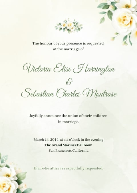 Formal Wedding Invitation Template