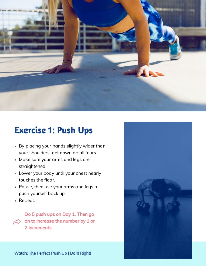 Free Hand Exercise Fitness Ebook Template Visme