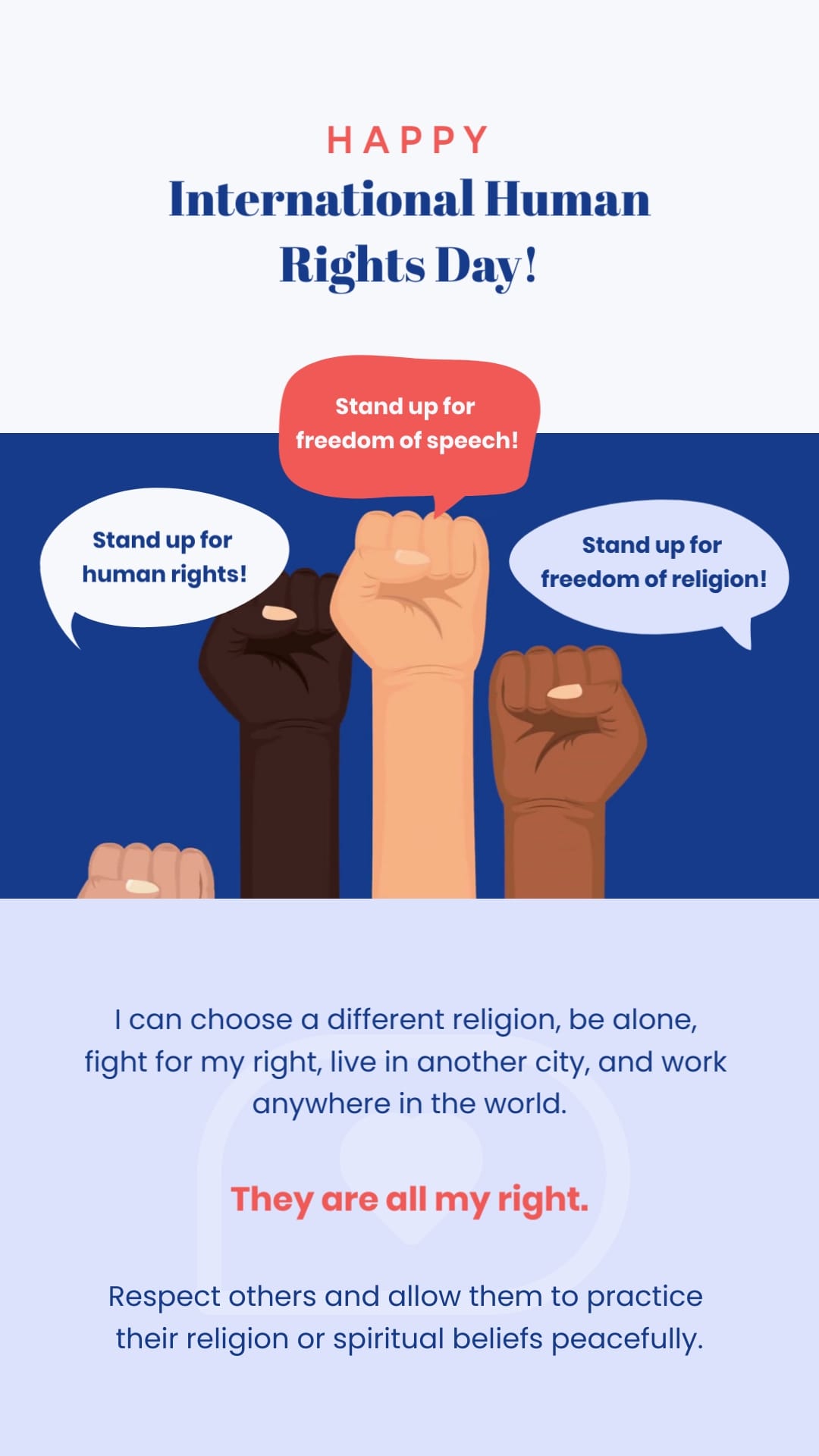Freedom and Dignity Human Rights Greeting Card Vertical Template