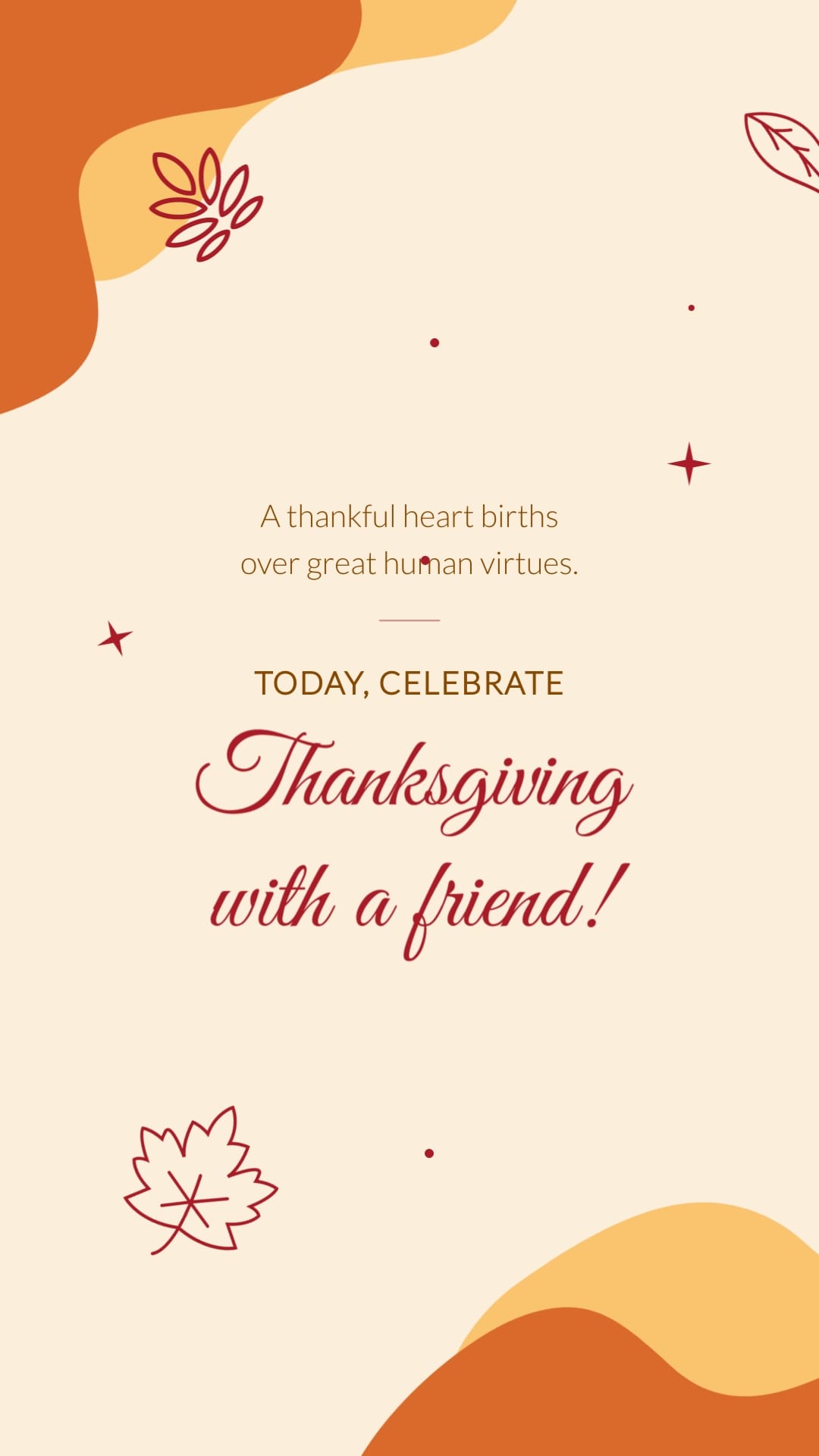 Friendly Thanksgiving Day Greeting Card Vertical Template