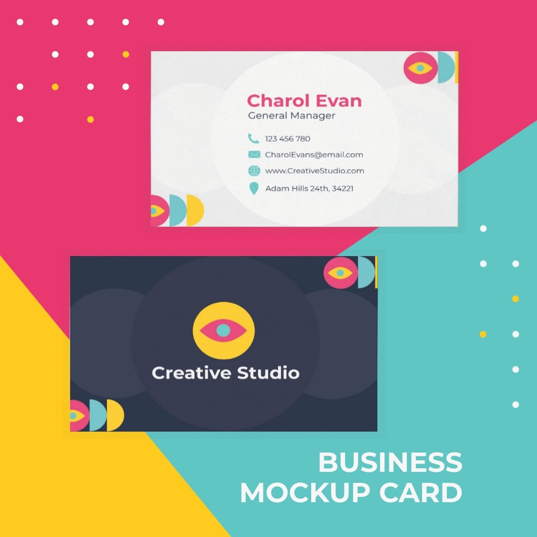 Fun and Bright Business Card Mockup Square Template