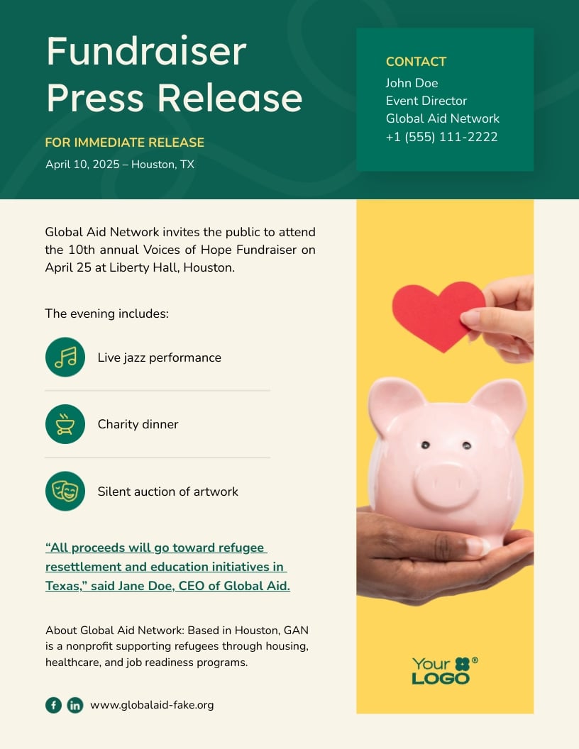 Fundraiser Press Release Template Fundraiser Press Release Template